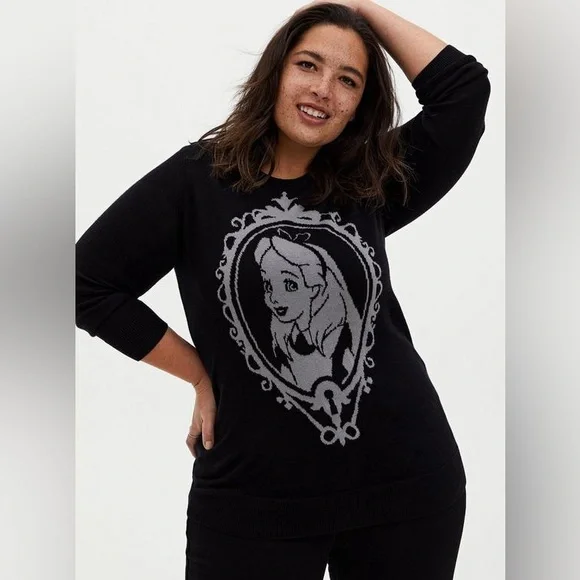 Torrid Disney Alice In Wonderland Black Sweater 1X (14-16) - Picture 2 of 7